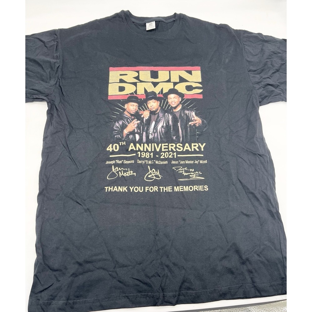 Run DMC 40th Anniversary Thank You For The Memories Tshirt Men's Large
